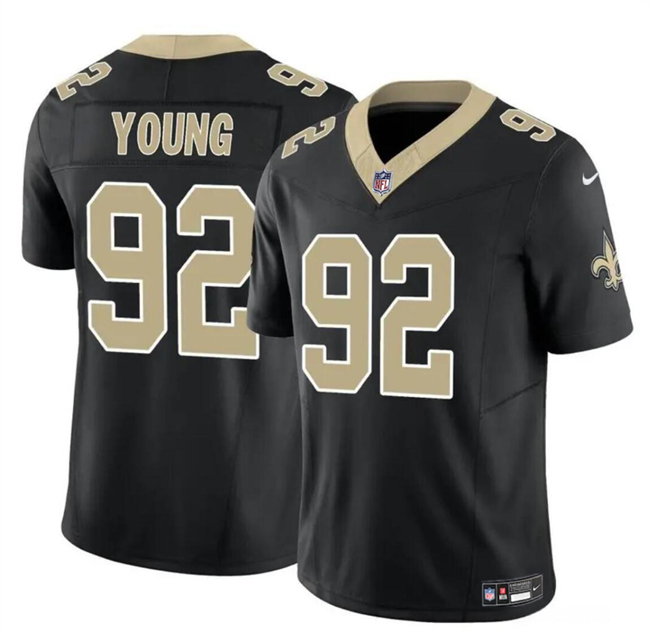 Men's New Orleans Saints #92 Chase Young Black 2023 F.U.S.E Vapor Limited Stitched Football Jersey